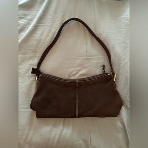 Liz Claiborne Faux Suede Brown Shoulder Bag Purse Y2K